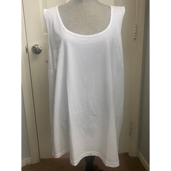 NWOT Woman Within Mauritius White Cotton scoop neck Tank Size 2XL (26/28) - Picture 2 of 7